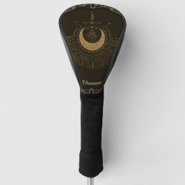 Harmonie der Elemente: Mond, Gold und Geometrie. Golf Headcover