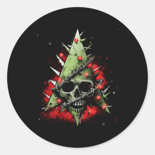 Harmonie der Kontraste Weihnachtsbaum trifft Punk- Runder Aufkleber