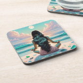 Harmonie der Meditation am Strand Getränkeuntersetzer (Linke Seite)