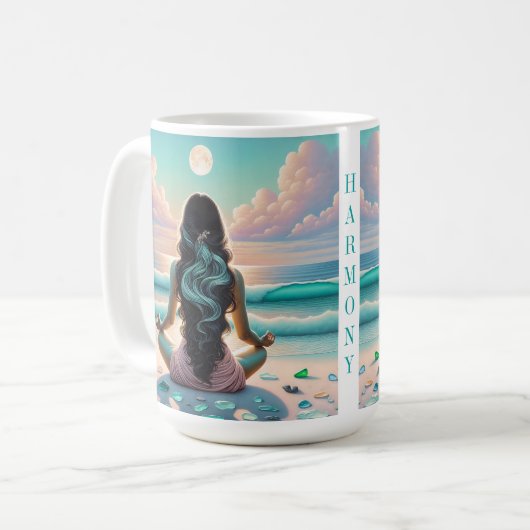 Harmonie der Meditation am Strand Kaffeetasse (Vorderseite Links)