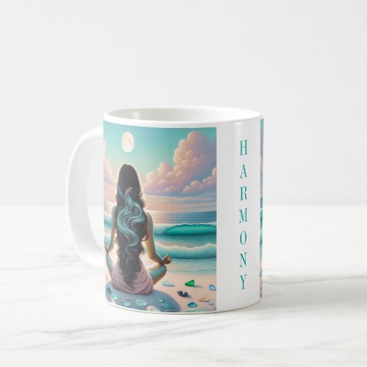 Harmonie der Meditation am Strand Kaffeetasse (Vorderseite Links)