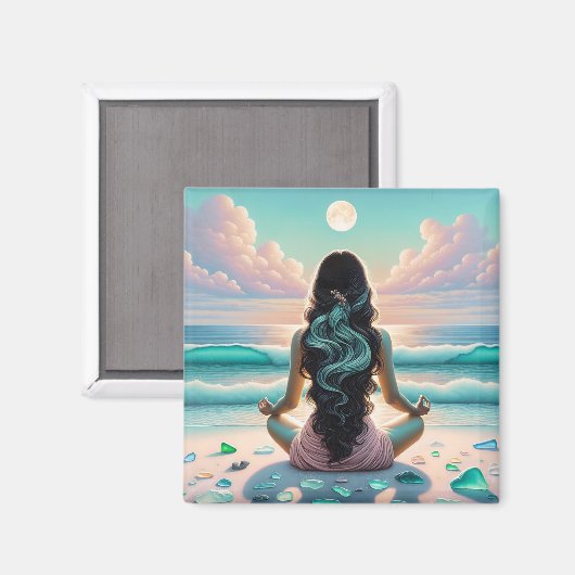 Harmonie der Meditation am Strand Magnet (Vorderseite/Rückseite)
