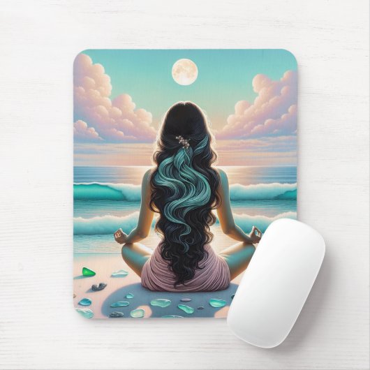 Harmonie der Meditation am Strand Mousepad (Mit Mouse)