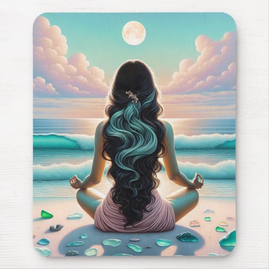 Harmonie der Meditation am Strand Mousepad (Vorne)