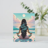 Harmonie der Meditation am Strand Postkarte (Stehend Vorderseite)