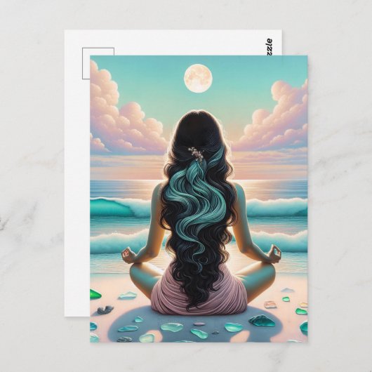 Harmonie der Meditation am Strand Postkarte (Vorne/Hinten)