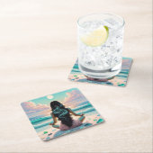 Harmonie der Meditation am Strand Rechteckiger Pappuntersetzer (Vor Ort)