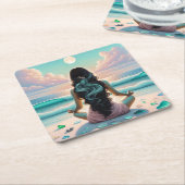 Harmonie der Meditation am Strand Rechteckiger Pappuntersetzer (angewinkelt)