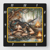 Harmonie der Nation: Berggipfel Tigertraum Quadratische Wanduhr (Vorderseite)