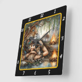 Harmonie der Nation: Berggipfel Tigertraum Quadratische Wanduhr (Winkel)