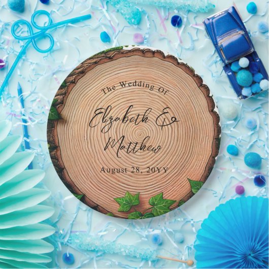 Harmonie der Wälder: Hochzeit von Holz und Grün Pappteller (Party)