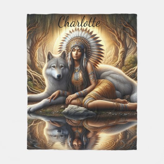 Harmonie des einheimischen Geistes mit einem Wolf  Fleecedecke (Vorderseite)