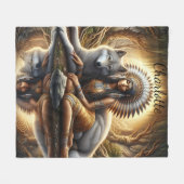 Harmonie des einheimischen Geistes mit einem Wolf  Fleecedecke (Vorderseite (Horizontal))