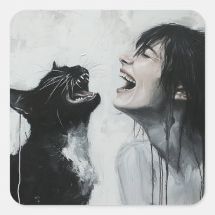Harmonie des Lachen: Normcore Spirit Quadratischer Aufkleber