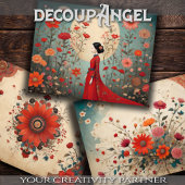 Harmonie des Ostens - Set von 3 - Dekoupage - Geschenkpapier Set