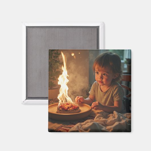 Harmonie eines Kindes mit warmem Licht Magnet (Vorderseite/Rückseite)