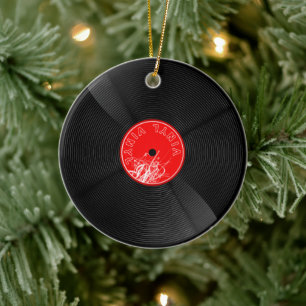 Harmonie in Clay: Retro Vinyl Record Keramik Ornament