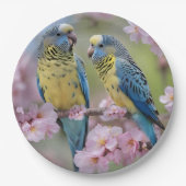 Harmonie in der Ferne: Blau und Gelb Pappteller (Vorderseite)