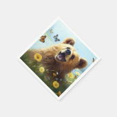 Harmonie in der Natur: Bären und Schmetterlinge Serviette (Ecke)