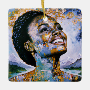 "Harmonie in Gold und Himmel" Keramikornament