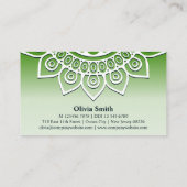 Harmonie in Green Mandala Design Yoga Business Car Treuekarte (Rückseite)