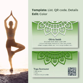 Harmonie in Green Mandala Design Yoga Business Car Treuekarte