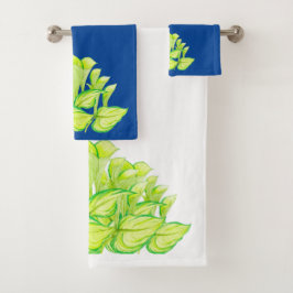"Harmonie in Grün" auf einem Badetuch-Set Badhandtuch Set