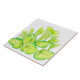 "Harmonie in Grün" auf einer Keramik Fliese