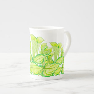 Harmonie in Grün auf einer Knochen-China-Tasse Porzellantasse