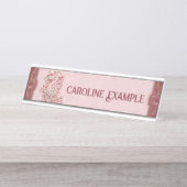 Harmonie in Rosa, ein majestätischer, stilisierter Schreibtischnamensplakette (Vorderseite )