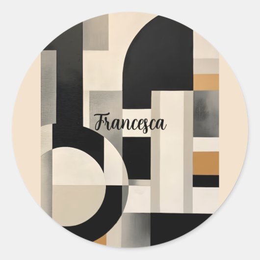 Harmonie in Schattierungen: Abstrakte Zusammensetz Runder Aufkleber (Vorderseite)