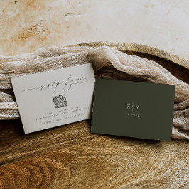 HARMONIE | Olive Green Minimalistisch Wedding QR C RSVP Karte