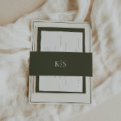 HARMONIE Olive Green Monogram Minimalistisch Einladungsbanderole