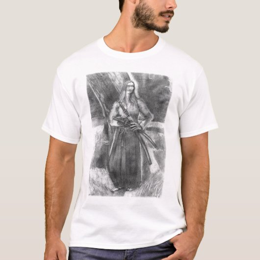 Harmonie-Samurai-Bleistift-Zeichnen T-Shirt (Vorderseite)