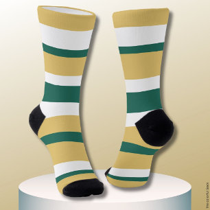 Harmonie-Streifen-Linien Grün Gold Weiß Socken