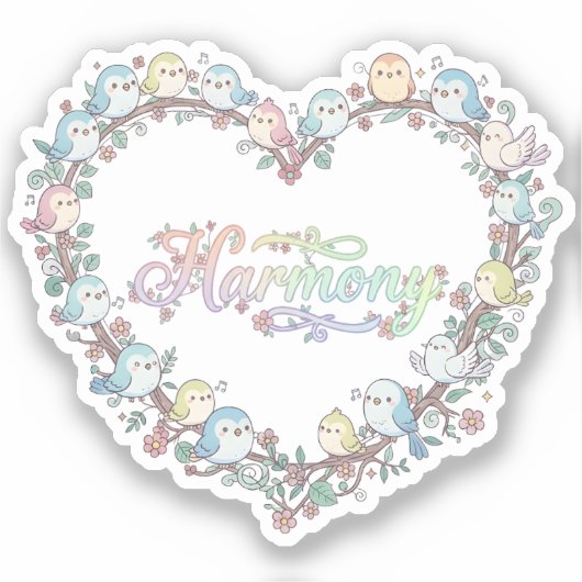 Harmonie Süße Chibi-Vögel Aufkleber (Vorderseite)