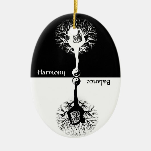 Harmonie-u. Balancen-Yoga Yin Yang Keramikornament (Vorne)