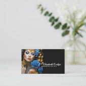 Harmonie von Blau und Gold Florals über eine liebl Visitenkarte (Stehend Vorderseite)