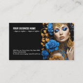 Harmonie von Blau und Gold Florals über eine liebl Visitenkarte (Rückseite)