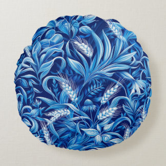 Harmonie von Grünkörnern und Pflanze Rundes Kissen