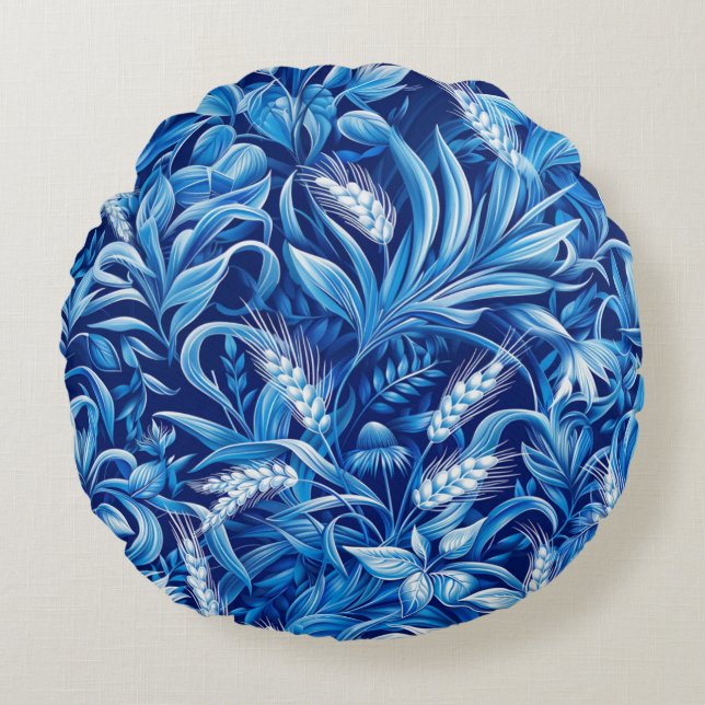 Harmonie von Grünkörnern und Pflanze Rundes Kissen (Vorderseite)