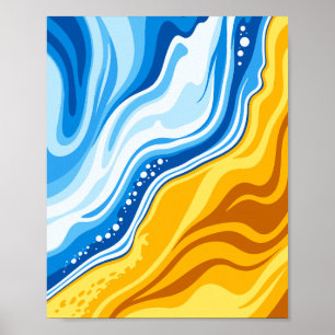 Harmonie von Wasser- und Feuerwellen Poster