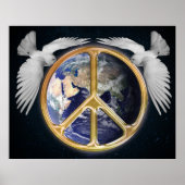 Harmonie World Peace Globe World Earth Dove Poster (Vorne)