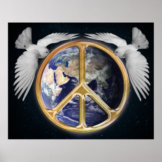 Harmonie World Peace Globe World Earth Dove Poster (Vorne)