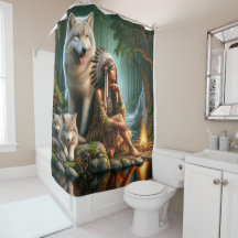 Harmonie zwischen Indianern und Wölfen in der Natu