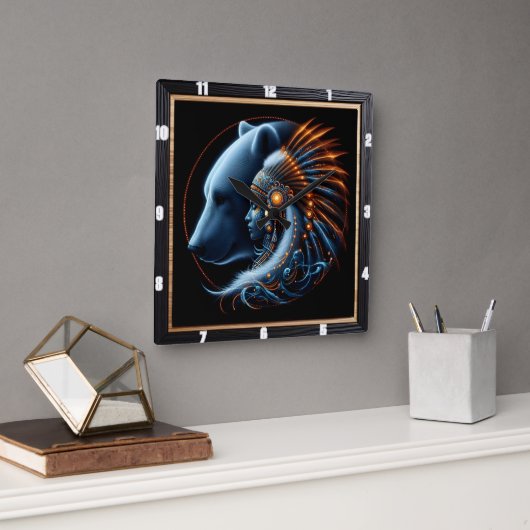 Harmonie zwischen menschlichem Geist und der Kraft Quadratische Wanduhr (Büro)