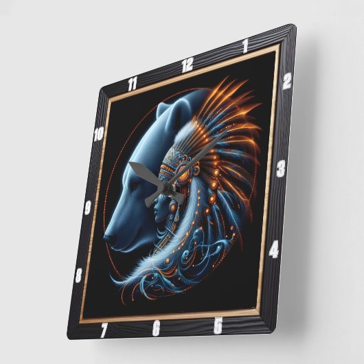 Harmonie zwischen menschlichem Geist und der Kraft Quadratische Wanduhr (Winkel)