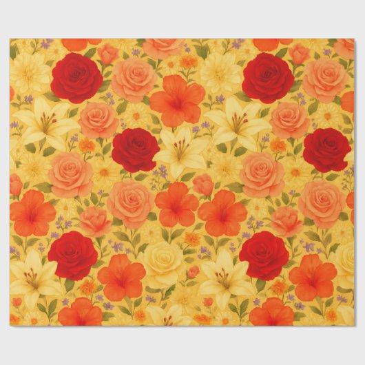Harmoniegarten – Wasserfarbenes Blumenensemble Geschenkpapier (Flach)