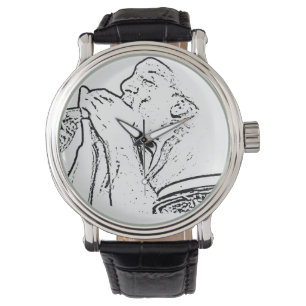 Harmonika-Spieler mit Trommel-Kontur Armbanduhr
