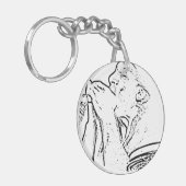 Harmonika-Spieler mit Trommel-Kontur Schlüsselanhänger (Vorderseite links)